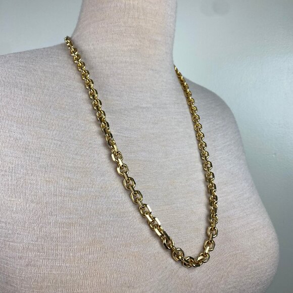 Vintage Signed Les Bernard Heavy Gold Tone Chain Necklace 31" - Picture 2 of 6